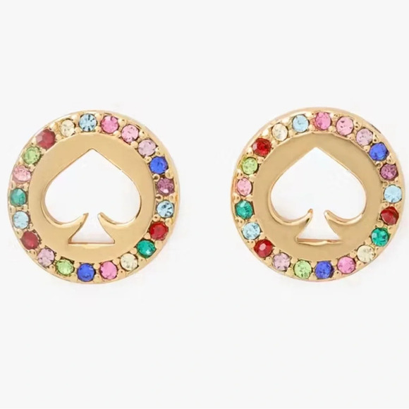 KATE SPADE NWT Spot The Spade Pave Halo Earrings Retail $59 - Picture 1 of 4